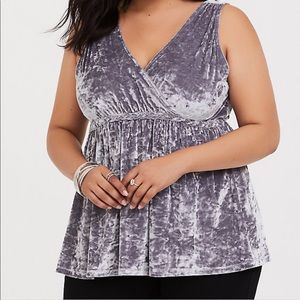 Torrid velvet babydoll top size 1 silver